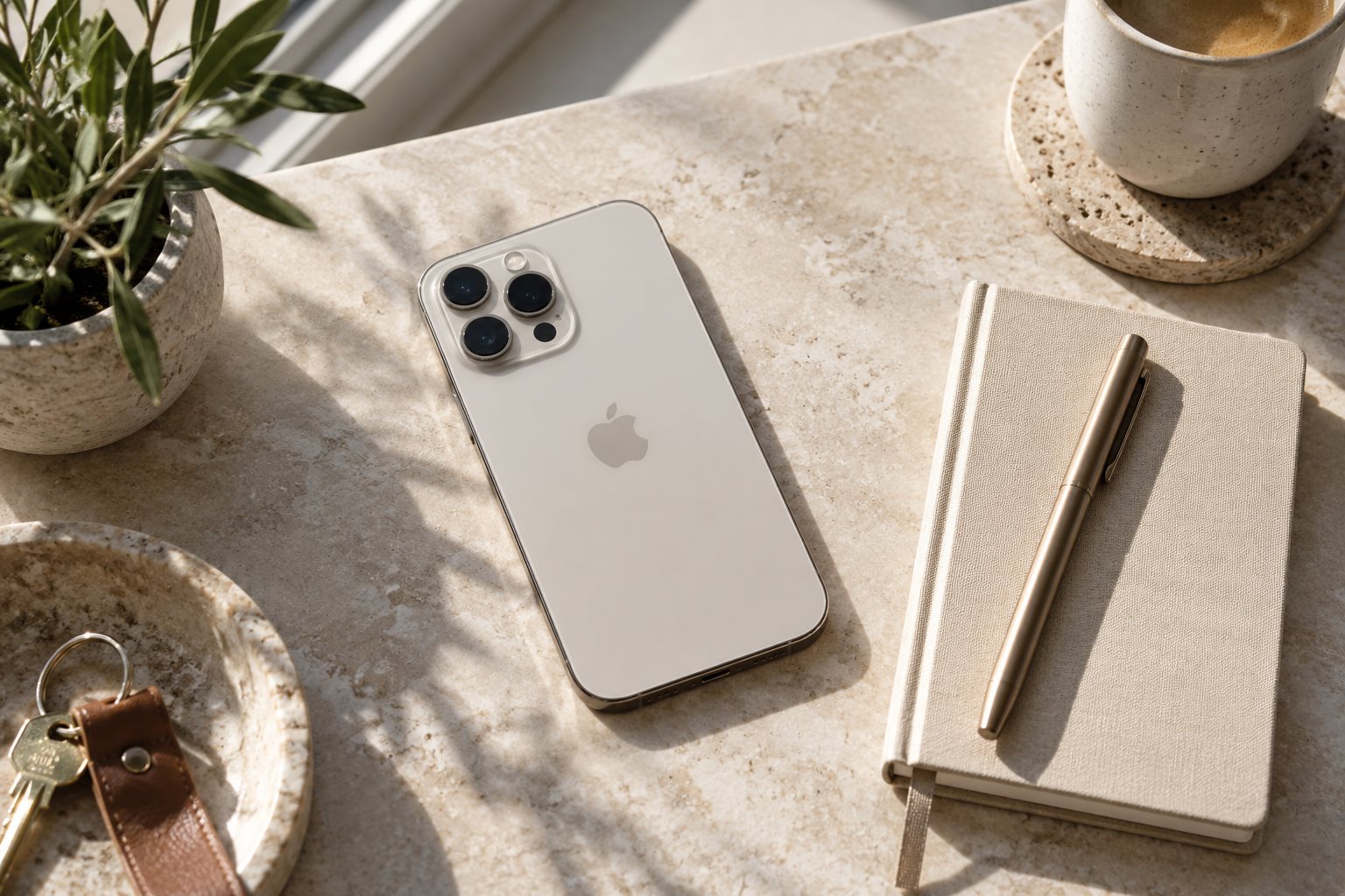iPhone客户端配置与网络权限的明亮桌面场景